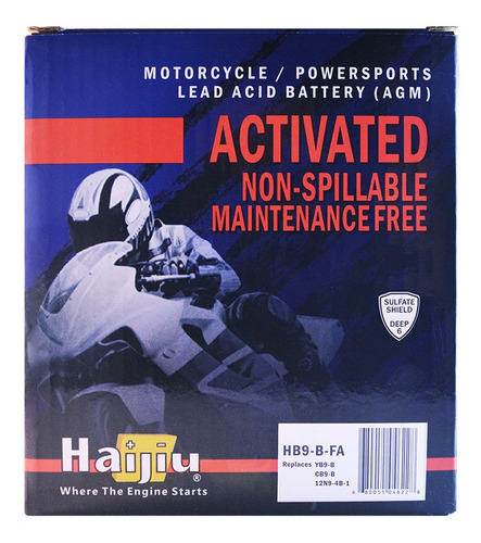 Imagen 3 de 9 de Batería Moto Haijiu Hb9-b-fa Gel Libre Mantenimiento