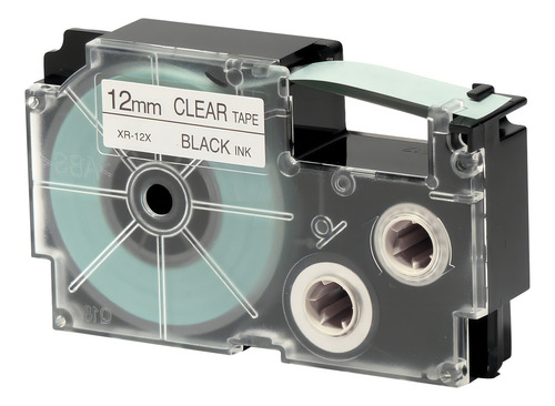 Cinta Rotuladora Casio Xr-12x1 - 12mm - Negro Transparente