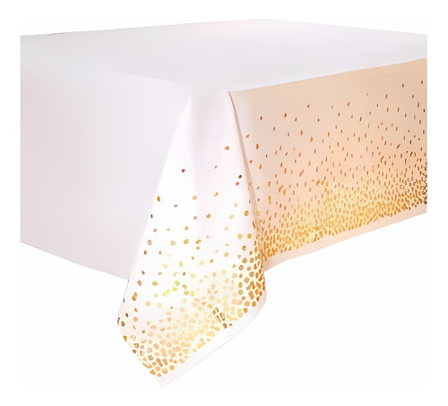 Mantel Metalizado Stamping Deco Eventos Cumpleaños X1 Un Color Blanco Lunares Dorados