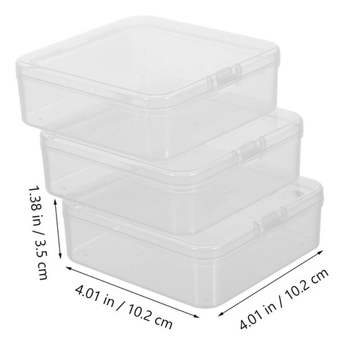 / Caja De Plástico Transparente Con Compartimentos, 3