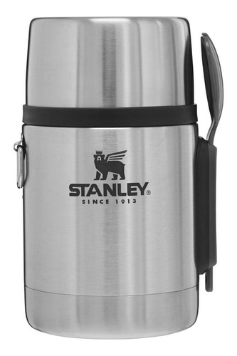 Pote Termico Prata Em Aço Inox Stanley Com Garfolher 532ml