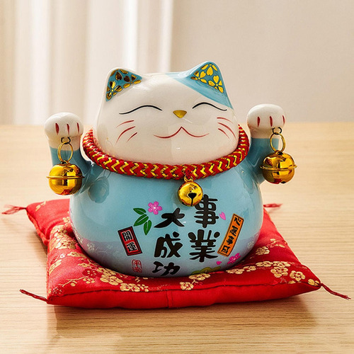 . 2 Piezas Estilo Japonés Vintage Maneki Neko Buena Suerte