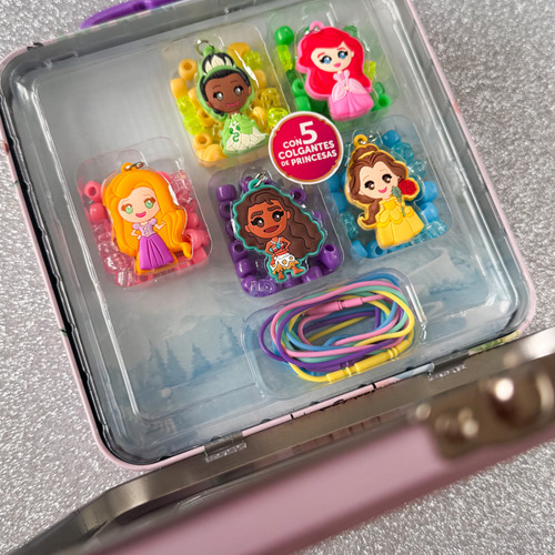 Valijita De Bijou Disney Princesa Kit Bijouterie 5 Colgantes