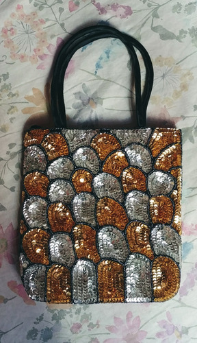 Cartera Chica De Fiesta Mujer Con Lentejuelas Dorado Y Plata