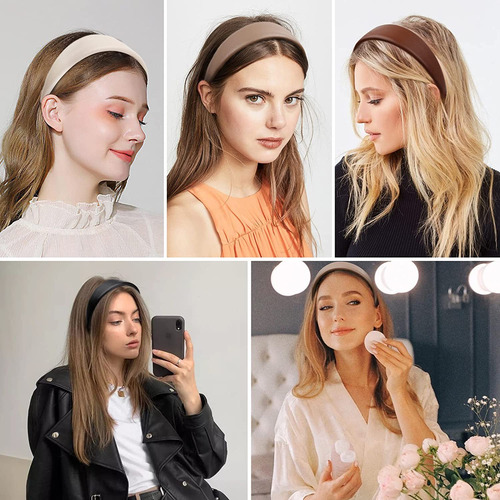 Diadema De Cuero Para Mujer 4 Diademas Anchas De Moda Gruesa