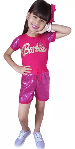 Conjunto Blusa e saia em Paete Barbie menina blogueirinha moda