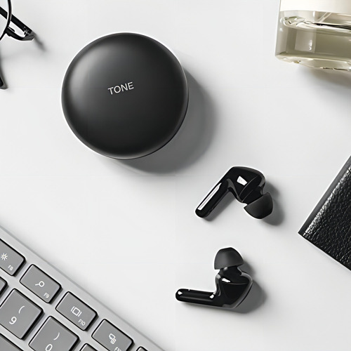 LG Tone Free Fn6 Uvnano Mata El 99,9 % De Las Bacterias En Y Color Negro