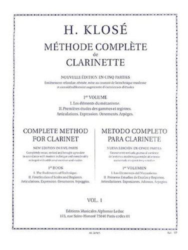 Methode Complete De Clarinette 1er Volume: Nouvelle Edition