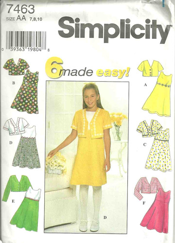 Vestido Chaqueta Para Niña Simplicity Tamaño: