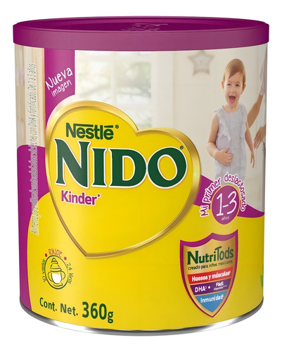 Leche Nido Kinder 1+ Deslactosada, 360gr Bebe Niño Y Niña