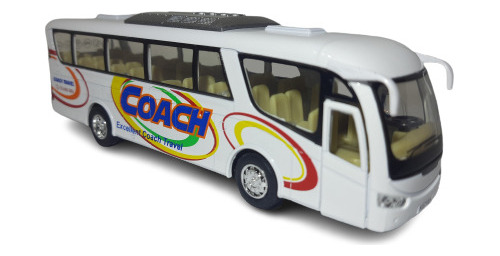 Miniatura Onibus Viagem Coach Branco 18cm À Fricção