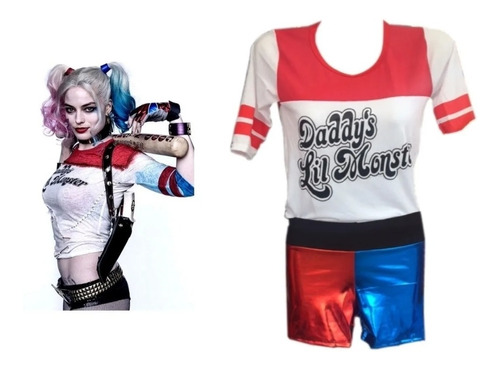 Disfraz Harley Quinn Short Y Playera Dama Mujer Adulto 