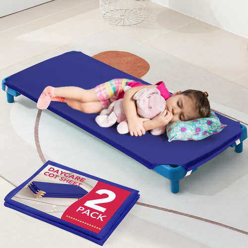 2 Sábanas Para Cuna 58 X 130 Cm Color Azul Microfibra