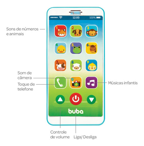 Brinquedo Musical P/ Baby Telefone Celular Phone Crianças Cor Azul