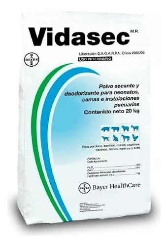 Pó de secagem e desodorização Vidasec 20kg Elanco