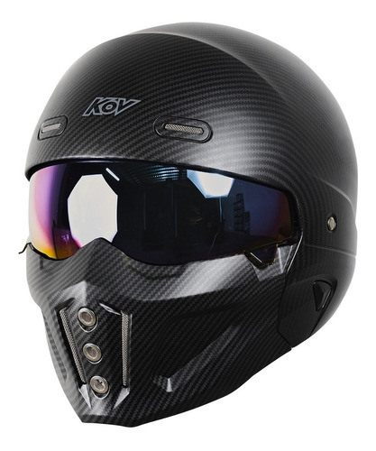 Casco Kov Spectrum Carbon Negro Para Moto Con Mascara Color Negro Tamaño Del Casco L (59-60cm