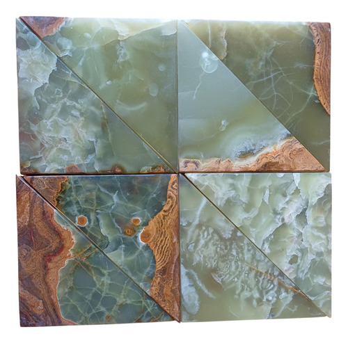 8 Recortes De Mármol Onix Triangular Verde Oscuro (Usado)