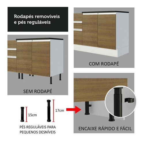 Cozinha Completa Madesa 100% Mdf Acordes (sem Tampo E Pia) Cor Rustic/Branco