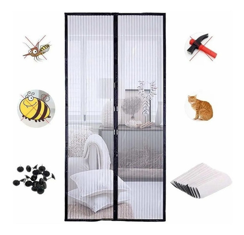 Imagen 3 de 4 de Cortina Magnética Puerta Zancudos Mosquitero Magnetic Mesh