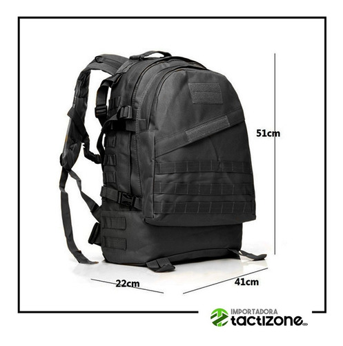 Mochila Táctica Camping Impermeable 40l Senderismo 3d Negra