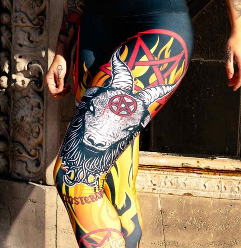 Leggings Deportivo Baphomet In Flames