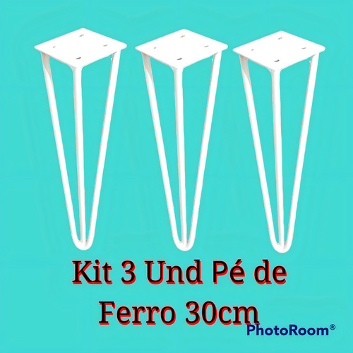 Set de patas en forma de horquilla Medcombo, 30 cm, color blanco, con 3 patas de hierro