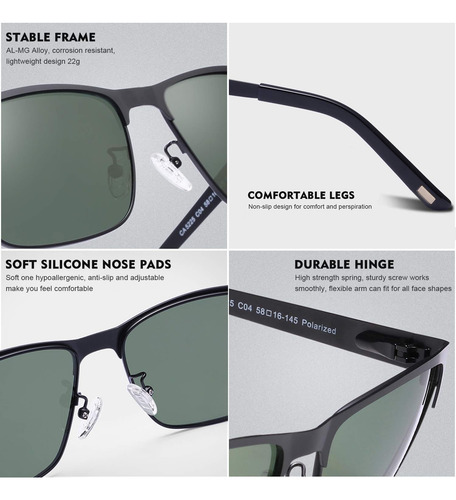 Carfia Gafas De Sol De Metal Para Hombre Polarizadas Protecc