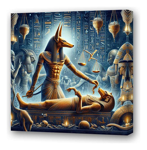 Cuadro 20x20cm Anubis Muerte Embalsamamiento Dios M3