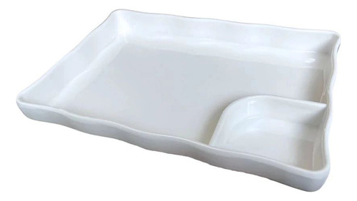 Kit 10 Pratos Com Divisória 21 Cm Para Finger Food E Sushi