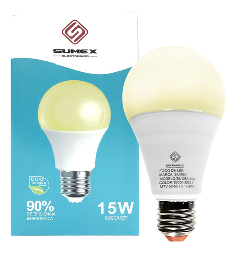 Focos 15w Led Ahorrador 1500lm 3000k De Luz Cálida 1pcs
