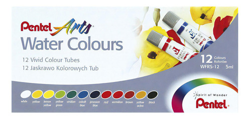 Estuche Acuarela Pentel 12 Colores - Tubos De 5ml