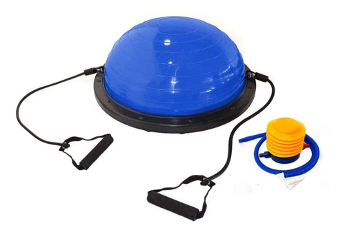 Bosu Media Esfera Balance Y Equilibrio + Inflador + Bandas Color Azul