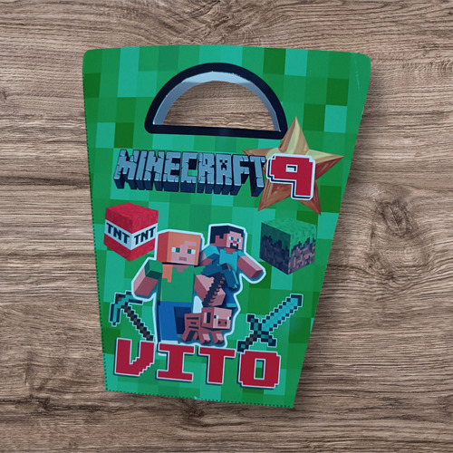 Minecraft Set Bolsita Y Adorno Para Torta Verde Minecraft Varon
