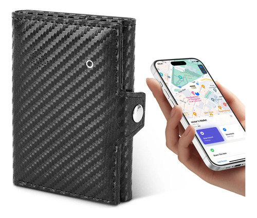 Auskang Carteras para Caballero con Localización - Smart Wallet con Find My para iPhone, Cartera para Hombre como Apple Airtag , Tarjetero Hombre Inteligente con RFID, Regalo para Familia