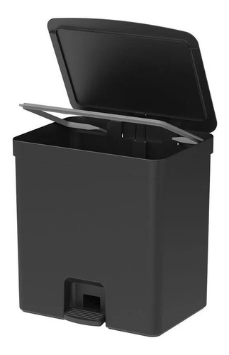 Lixeira Pedal 20l Trium Com Aro Para Saco, Cozinha - Preto Preto