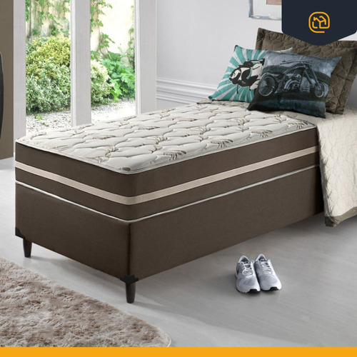 Cama Box Com Colchão Mola Ensacada Classic Solteiro Cor Marrom