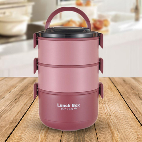 Y Recipiente De Comida Saludable For Llevar - Rojo 3 Capas