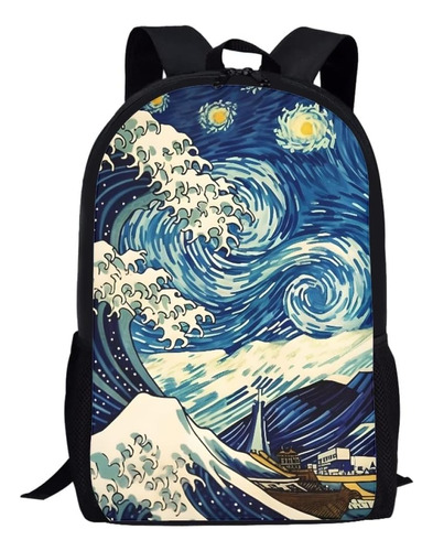 Joomeryer Noche Estrellada La Gran Ola Kanagawa Mochila Gogh