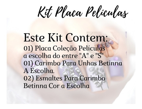 Kit Placas Para Carimbo De Unhas Películas Q Grátis Esmalte