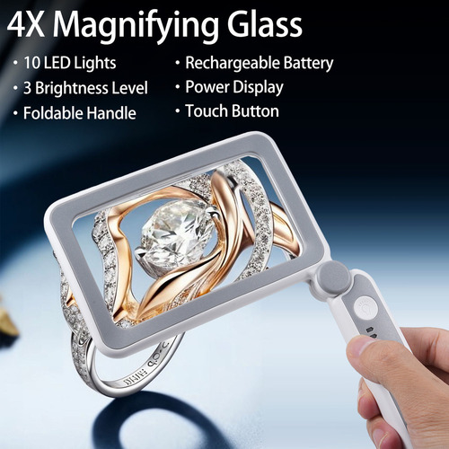 Bx Lupa De Mano 4x Con Led Para Leer, Ideal Para