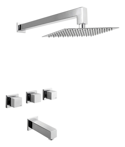 Combo Grifería Peirano Lago Lavatorio + Bidet + Ducha Trans Color Cromado