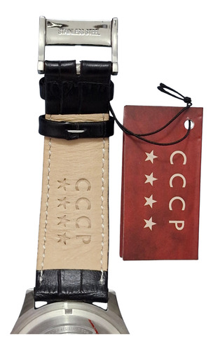 Reloj Cccp 1970 Antigua Unión Sovietica Negro Plateado Blanco Perla