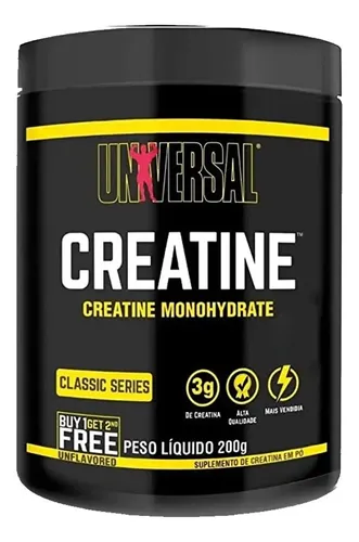 Creatina Monohydrate Universal Nutrition Em Pó 200g Com Coqueteleira Sem Sabor