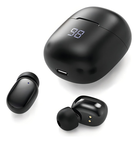 Fones de ouvido sem fio Bluetooth Argomtech Skeipods E66, cor preta