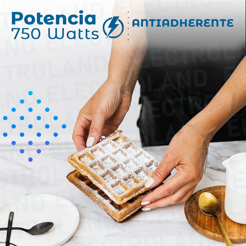 Imagen 3 de 10 de Waflera Electrica Antiadherente Teflon Metalica Wafle Cocina