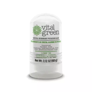 Vital Green - Desodorante Natural De Piedra Cristal De Alumbre De Potasio, Sin Parabenos Y Sin Alcohol. Elimina El Olor Y No Mancha, Presentación 60g (1 Pieza)