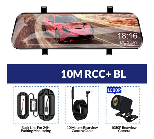 Espejo De Coches Dvr 1080p Dash Cam Vehículo Black Box Dual