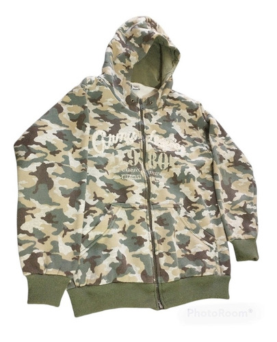 Campera Canguro Friza Talle 12 Camuflado/olivos