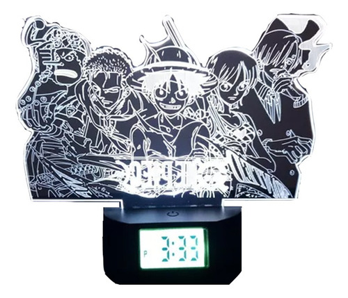 Lámpara 3d One Piece Serie Base Reloj