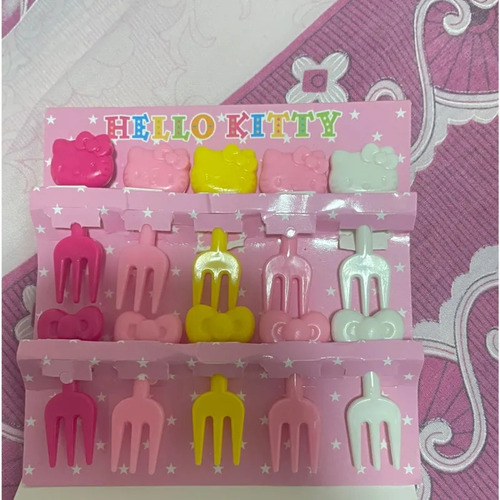Tenedor Set 10 Mini Palillos Fruta Pick Tik Tok Hello Kitty